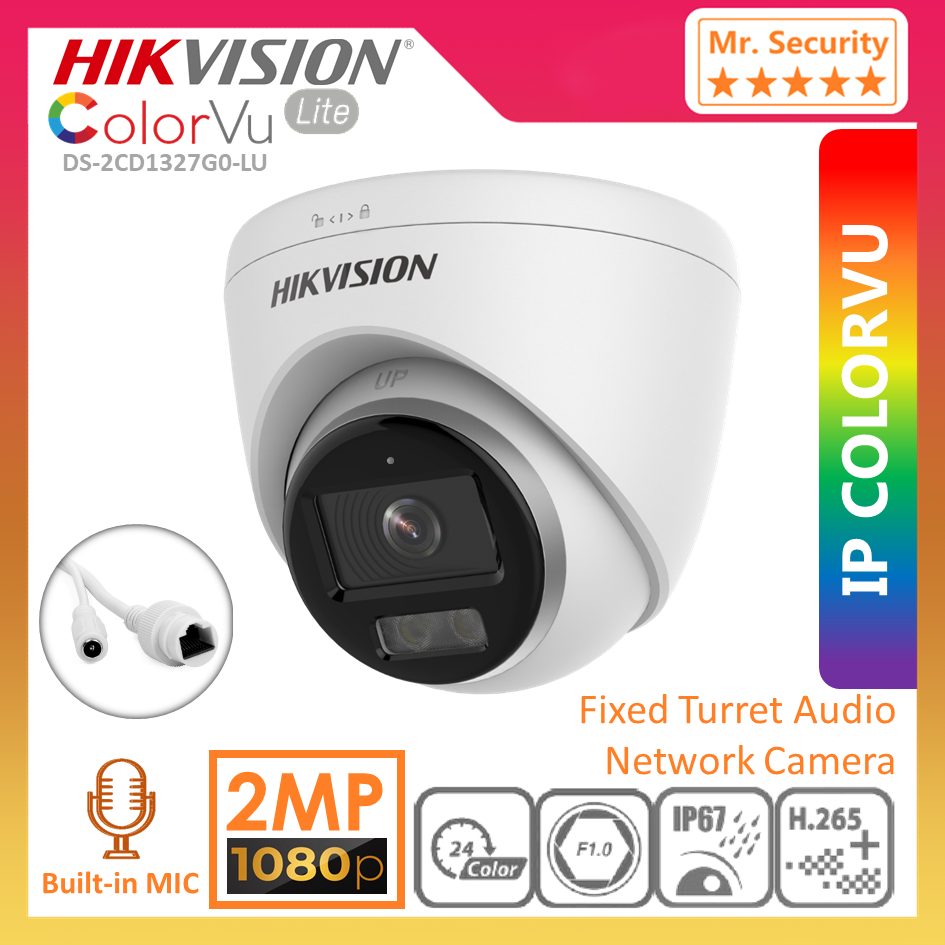 Hikvision 2MP ColorVu Network Dome w/mic 2.8mm CCTV Camera