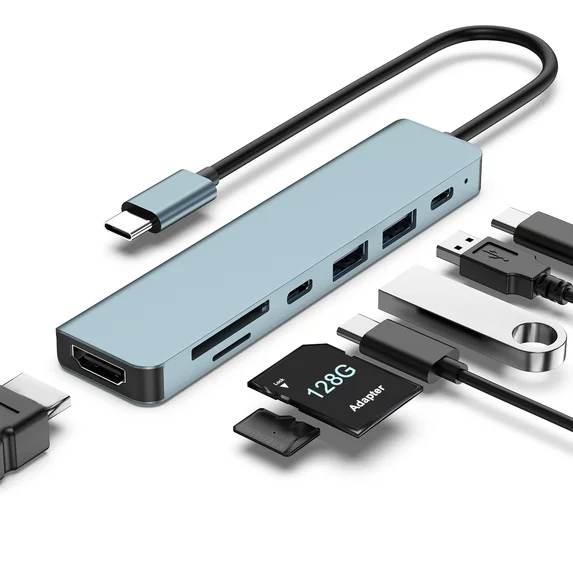 7 ports USB-C HDTV Card Reader