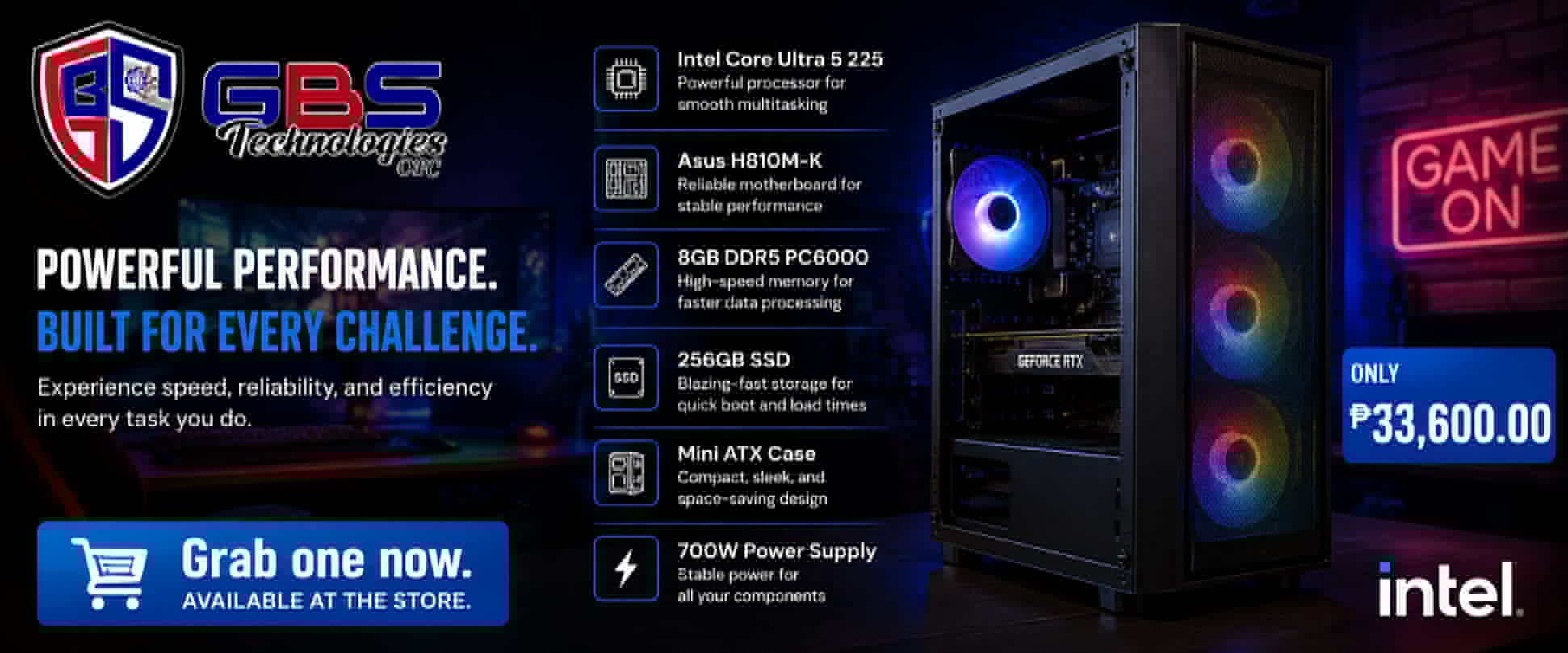 Game On Ultra 5 desktop computer for sale at GBS Technologies Bacolod