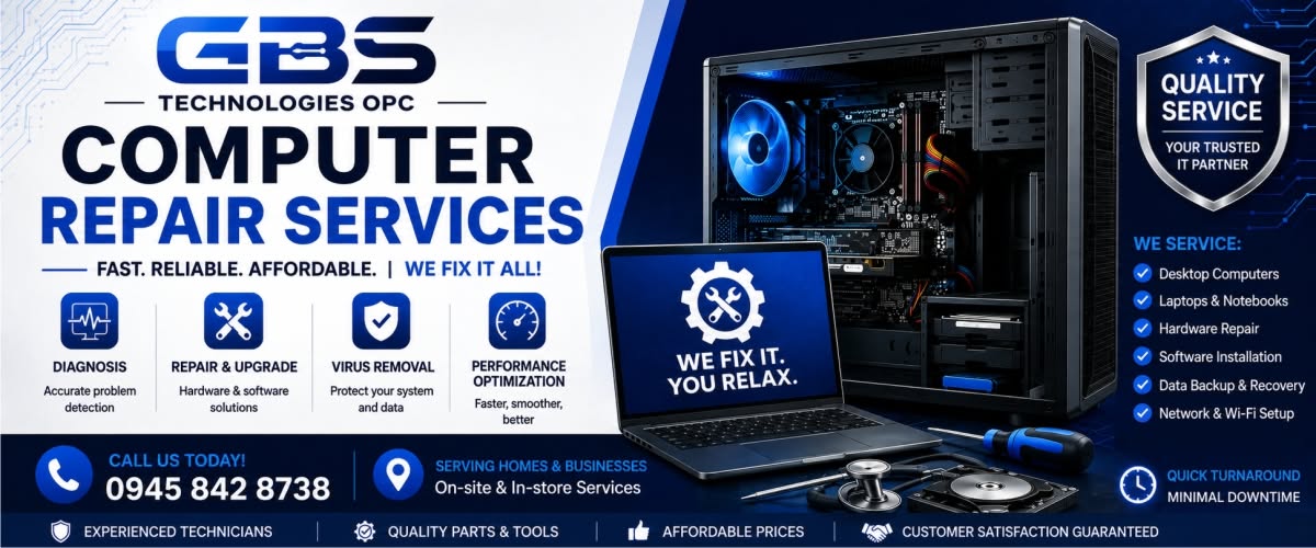 Computer repair and IT support services at GBS Technologies OPC in Bacolod City
